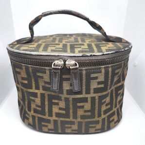 FENDI フェンディ ズッカ バニティバッグ ハンドバッグ レザー 化粧ポーチ ブラウン イタリア製 BAG 鞄 レディース
