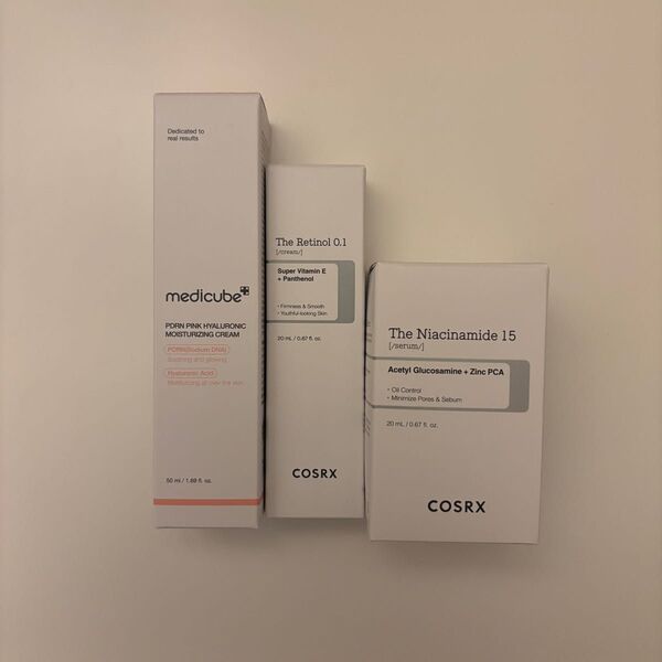 medicube PDRNクリーム cosrx レチノール ナイアシンアミド 美容液
