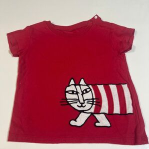 赤色半袖Tシャツ 猫リサ・ラーソン 80cm