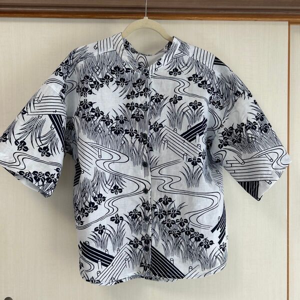 浴衣 スタンドカラーシャツ ブラウス レディースリメイク ハンドメイド
