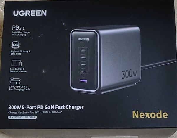 UGREEN Nexode 300W 充電器 【改良バージョン】 PD3.1対応 5ポート同時急速充電 4 USB-C&1
