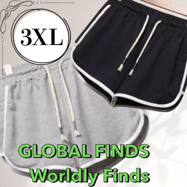 黒 グレー3xL 2セット ショートパンツ 短パン レディース ヨガ