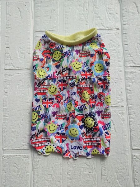 犬服ハンドメイド メッシュワンピース スマイル XS