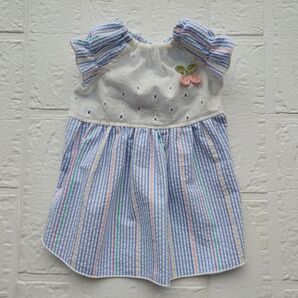 犬服ハンドメイド 春夏ワンピース ストライプ② M