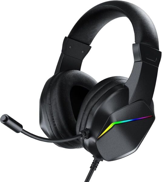 ゲーミングヘッドセット ヘッドフォン ヘッドホン ノイズキャンセリング マイク付き 高遮音設計 軽量225g 有線 ブラック