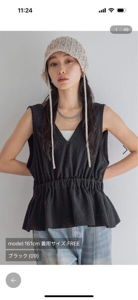 JEANASISチェックジャガードへプラムベスト ブラック