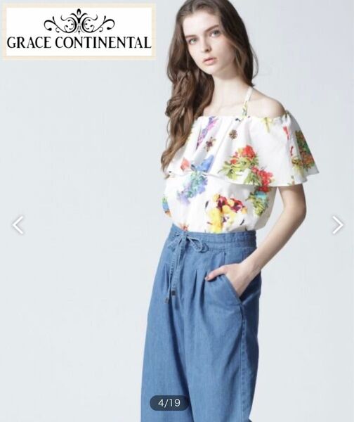 美品 GRACE CLASS グレースクラス ボタニカルカリビアントップ 36