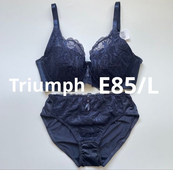 新品 トリンプ E85 ネイビー フルカップブラ&ショーツLセット