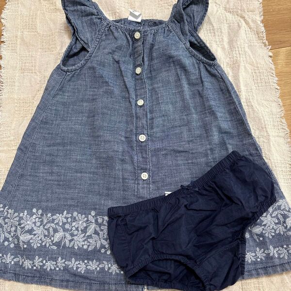 GAP デニム調 ワンピース 18-24ヶ月 セットアップ こど 子供服 ベビー服 女の子 1才 2才