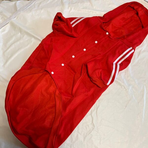大型犬 服 秋冬 ペット服 フード付き パーカー 犬服 ドッグウェア 中大型犬 レッド-6XL