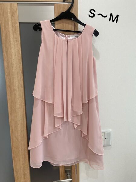 ワンピース ドレス 発表会 ノースリーブ M カラードレス フォーマル ピンク M S 美品