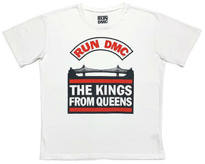 国内正規品■RUN DMC(ランディーエムシー)オフィシャル THE KINGS FROM QUEENS 半袖 プリント Tシャツ ホワイト白赤黒L