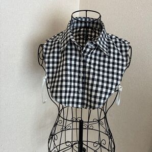 付け襟 ギンガムチェック レイヤード 重ね着 おしゃれ コーデ ワンポイント