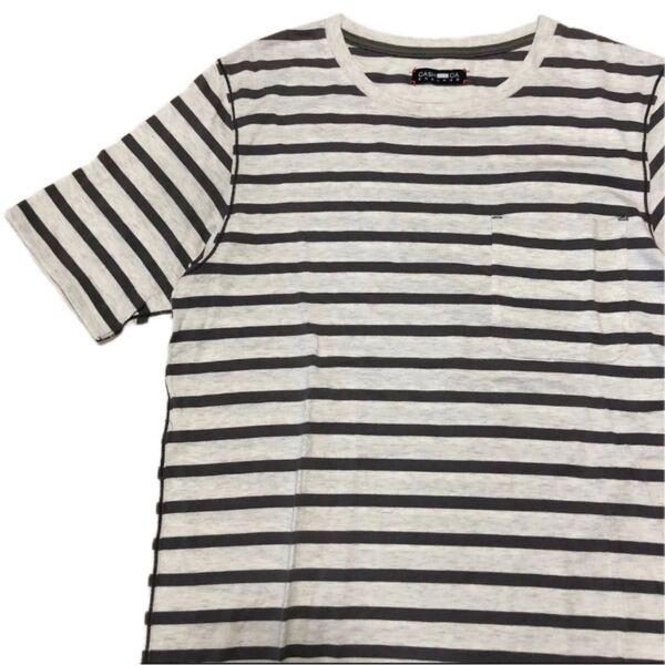 【美品】CASH CA ENGLANDカシュカイングランド ボーダーポケットTシャツ 日本製S 半袖カットソー BEAMSビームス