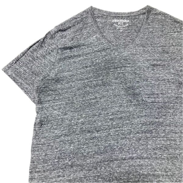 【美品】adam et rope アダムエロペ Vネックカットソー 半袖 ポケットTシャツ L 杢調グレー ビンテージレプリカ