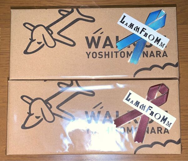 新品未開封 奈良美智 パタパタクロック WALK ON ベージュ ブルー 置時計 Nara Yoshitomo 2個セット