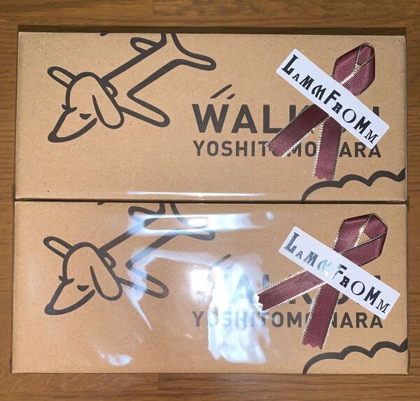 新品未使用 奈良美智 パタパタクロック WALK ON ベージュ × 2個 置時計 Nara Yoshitomo