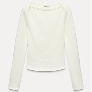 ZARA リブボートネックTシャツ 新品未使用