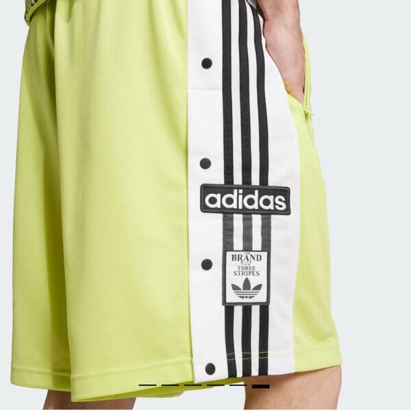 adidas スナップボタン ハーフパンツ イエロー Mサイズ