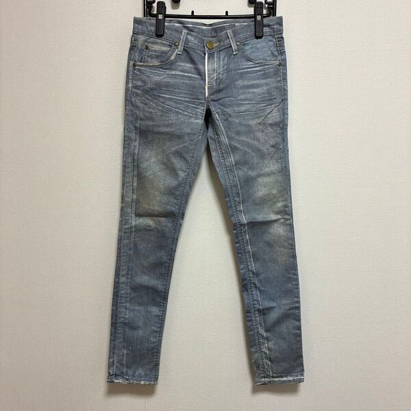 lee×kurkku リー×クルック オーガニックコットン ヴィンテージ加工転写スキニーデニム ジーンズ ジーパン スリムパンツ
