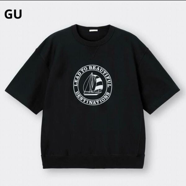 GU メンズ スウェT(5分袖) (ロゴ)2 ヨット M