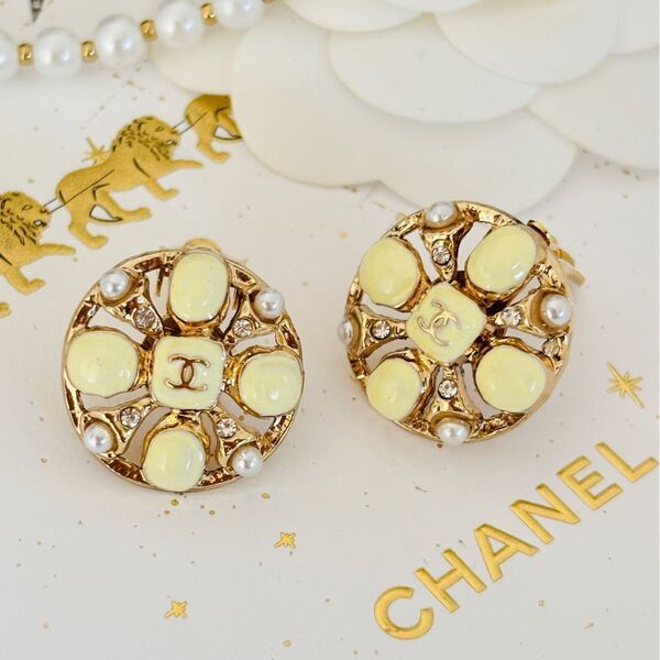CHANEL シャネル イヤリング ヴィンテージ ゴールド パール ラインストーン