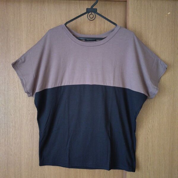 新品 未使用 配色 ドルマン サマーニット 半袖 Tシャツ レディース Lサイズ