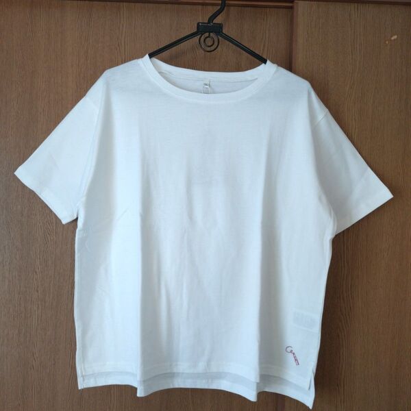 ★★ 新品 未使用 シンプル 刺繍プリント 半袖 Tシャツ レディース LL 白色