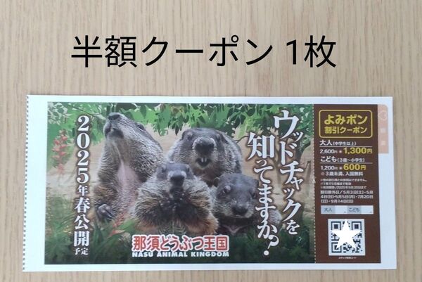 那須どうぶつ王国 半額クーポン 1枚