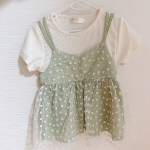 120センチ☆RETROGIRL ハート チュール トップス Tシャツ しまむら 半袖Tシャツ 半袖 トップス キッズ