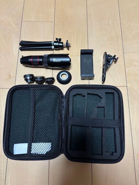 Selvim スマホ用レンズセット(望遠レンズ22 フッシュアイレンズ マクロレンズ ワイドレンズ) レンズ4本 三脚 ホルダー