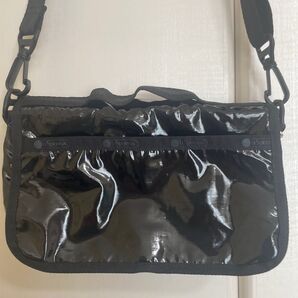 レスポートサック ショルダーバッグ エナメル ブラック
