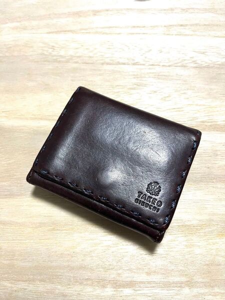 タケオキクチ 本革 二つ折り財布 ベルギーレザー使用 ブラウン ミニ財布