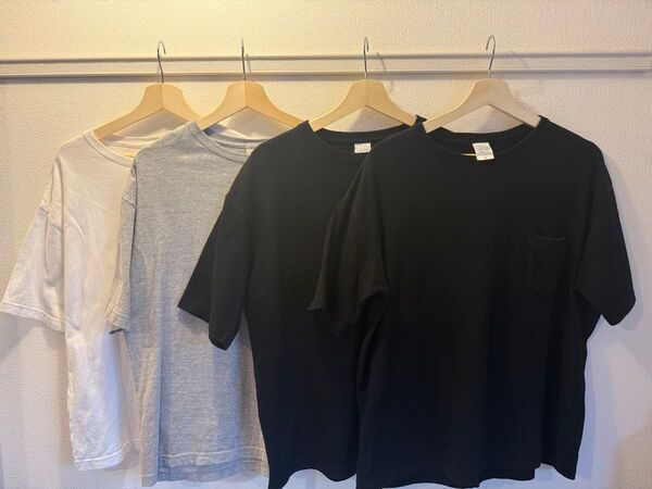 United Athle 胸ポケ ビッグシルエットTシャツ 4枚セット 白 グレー 黒 ユナイテッドアスレ