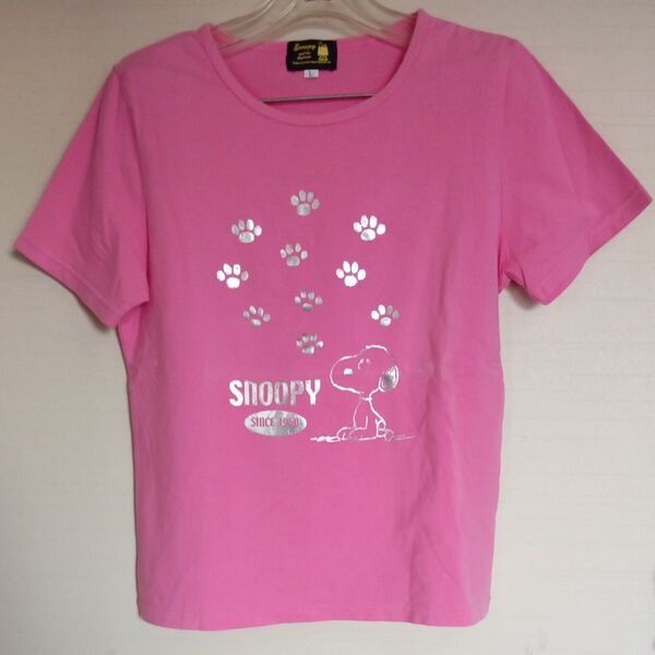 PEANUTS スヌーピー プリントTシャツ ピンク Lサイズ