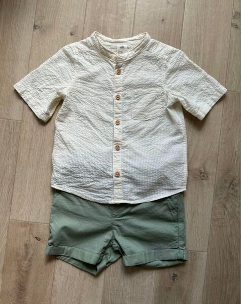 【H&M】キッズ セットアップ(シャツ+ショートパンツ)80~90cm