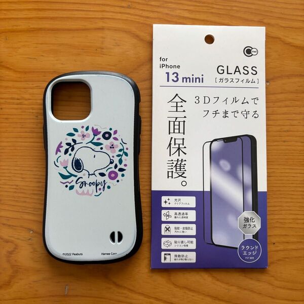 iPhone13miniケース 液晶ガラスフィルム スヌーピー 【訳あり】