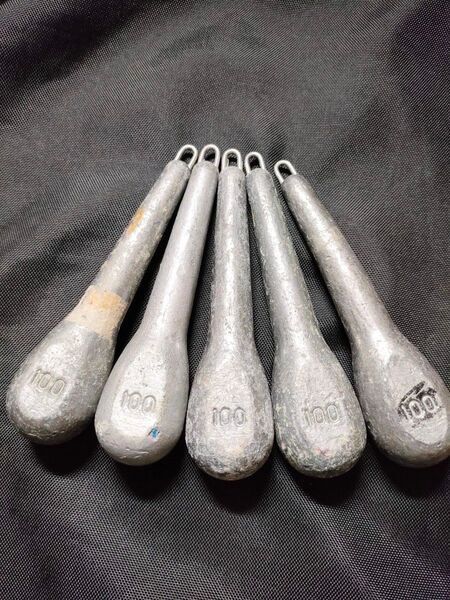 スカリー型オモリ100号5個セット 胴突おもり 胴突オモリ