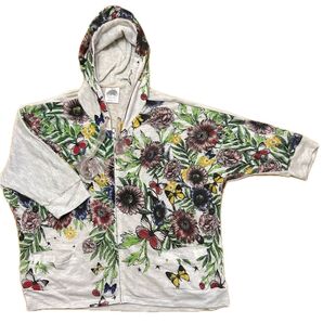 極美品 スカラー 半袖パーカー 総柄 ボタニカル