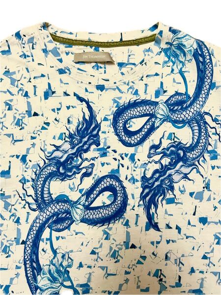 ジムトンプソン Tシャツ 総柄 龍 ドラゴン L