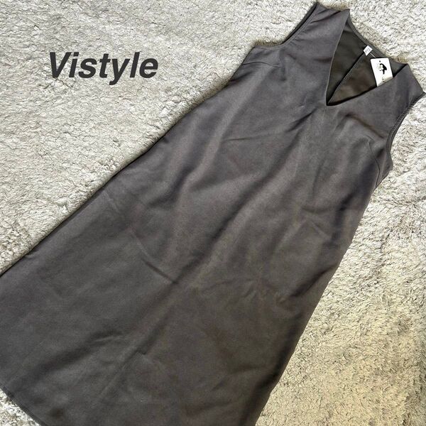 Vistyle ジャンパースカート サロペットスカートロングワンピース グレー