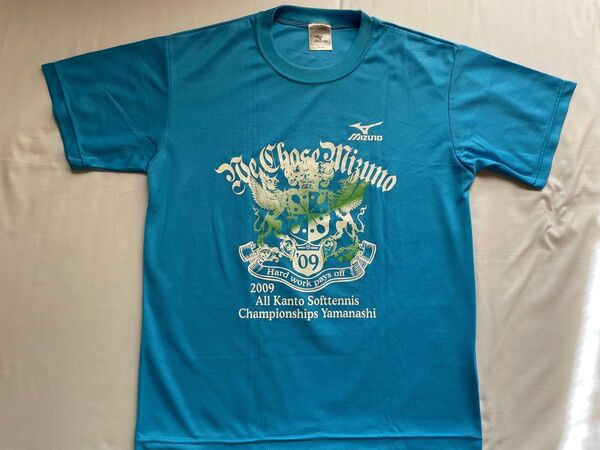 Tシャツ ロゴあり 水色 ブルー 練習着 トレーニングウェア トップス スポーツウェア イベントウェア プリント ミズノ M