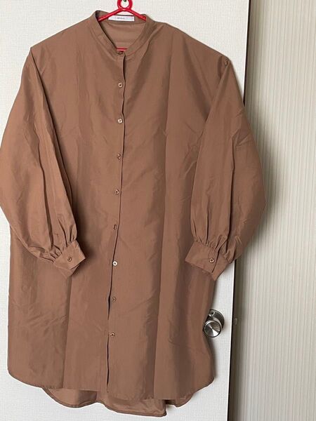 トップス 長袖シャツ ブラウス シャツ 長袖 ブラウン カジュアル ロング ファッション 薄手 L