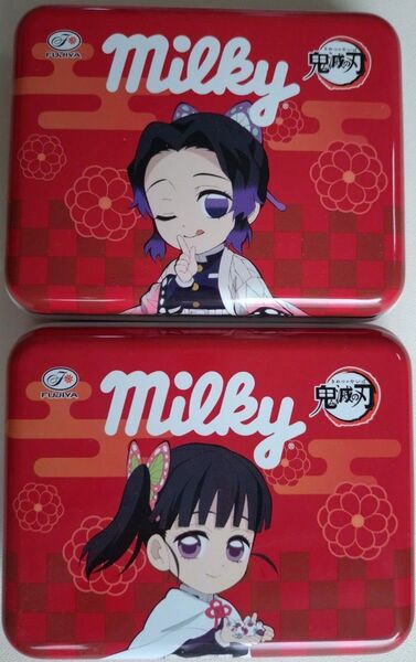 鬼滅の刃 ミルキー缶 胡蝶しのぶ 栗花落カナヲ 2点セット 缶のみ