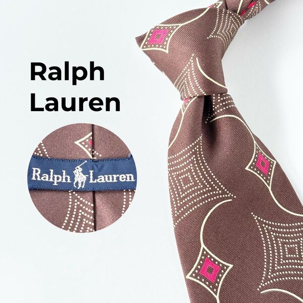 Ralph Lauren ラルフローレン 小紋柄 ネクタイ ブラウン シルク 菱屋 メンズ ブランドネクタイ