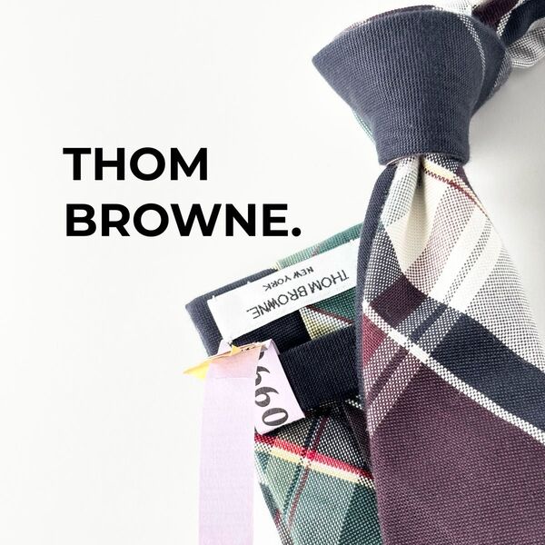 THOM BROWNE. トムブラウン コットン ネクタイ チェック柄 カジュアル メンズ ブランドネクタイ