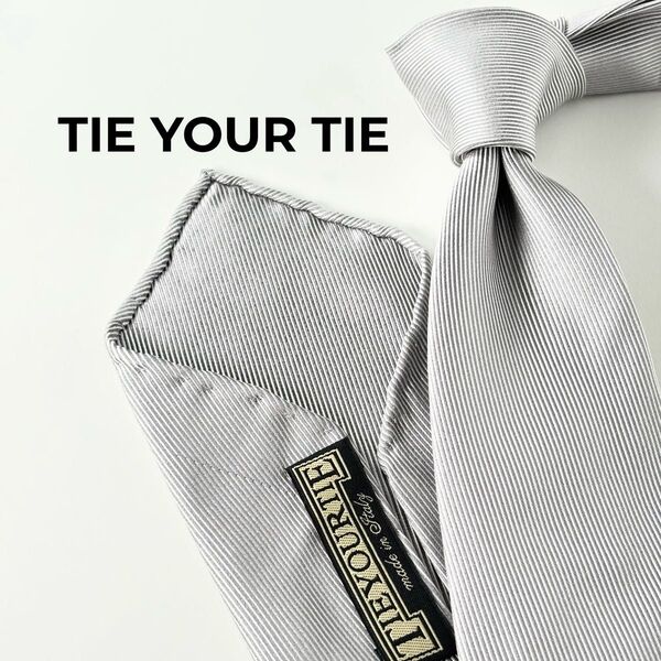 TIE YOUR TIE タイユアタイ 無地 ソリッド シルク ネクタイ セッテピエゲ 光沢あり グレー メンズ ブランドネクタイ