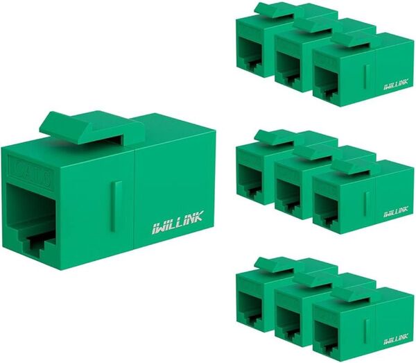 Iwillink RJ45 Cat6 キーストーンカプラー LAN ケーブル用 中継 コネクタ メスからメス グリーン 25個