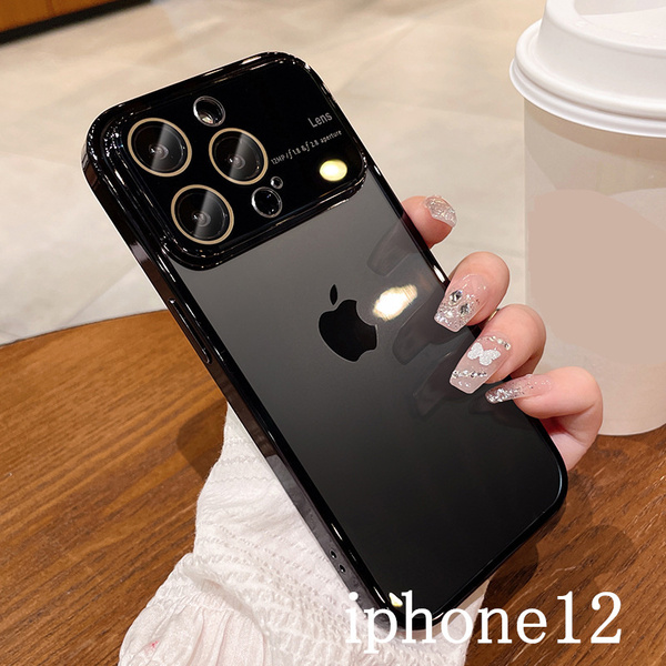 iphone12ケース カーバー TPU 可愛い お洒落 指紋防止 耐衝撃 ブラック1
