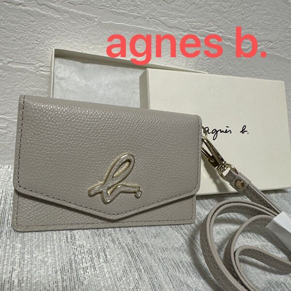 未使用 agnes b. アニエスベー パスケース アイボリー b.メタル b レザー